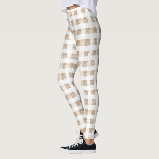 Legging Cream White Plaid Stripes  (Esquerda)