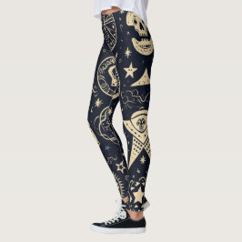 Legging Create Your Own Gold Magic Symbols Black