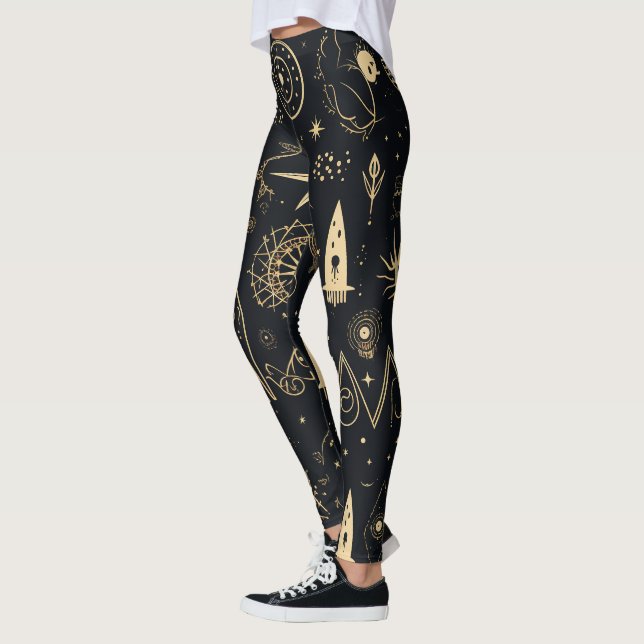 Legging Create Your Own Gold Pagan Symbols Black (Esquerda)