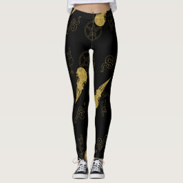 Legging Create Your Own Gold Ritual Symbols Black
