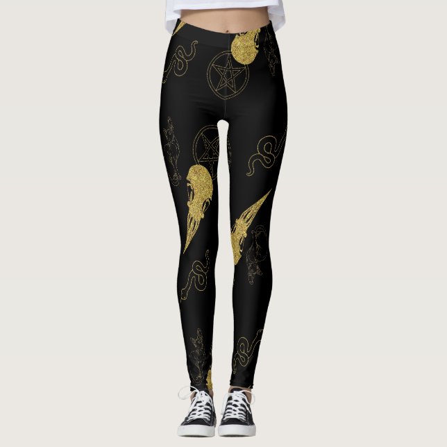 Legging Create Your Own Gold Ritual Symbols Black (Frente)