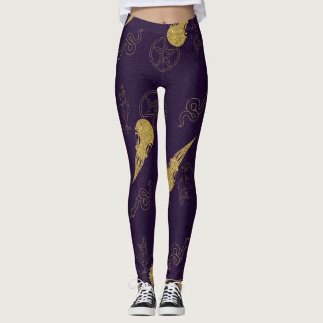 Legging Create Your Own Gold Ritual Symbols Purple (Frente)