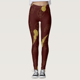 Legging Create Your Own Gold Ritual Symbols Red
