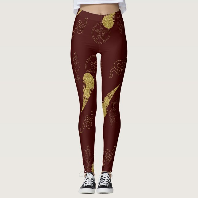 Legging Create Your Own Gold Ritual Symbols Red (Frente)