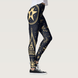 Legging Create Your Own Gold Tribal Pagan Symbols Black