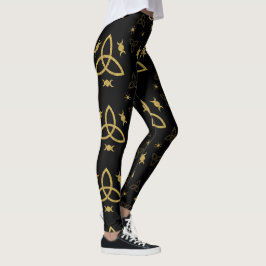 Legging Create Your Own Gold Triquetra Moon Goddess Black