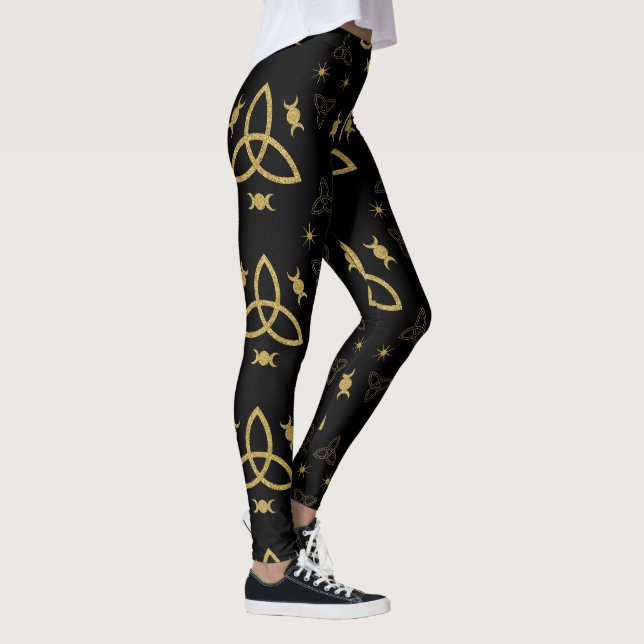 Legging Create Your Own Gold Triquetra Moon Goddess Black (Direita)