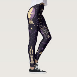 Legging Create Your Own Purple & Gold Magic Symbols Black