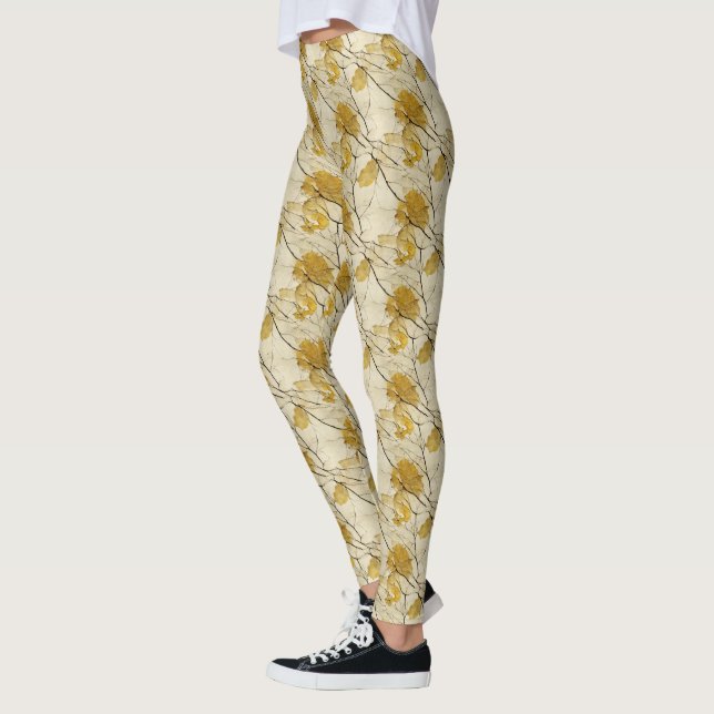Legging Creme, Abstrato preto e Dourado (Esquerda)