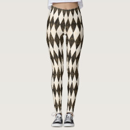 Legging Creme branco preto clássico Harlequin Diamond Argy