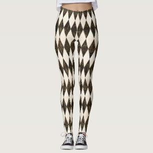 Legging Creme branco preto clássico Harlequin Diamond Argy