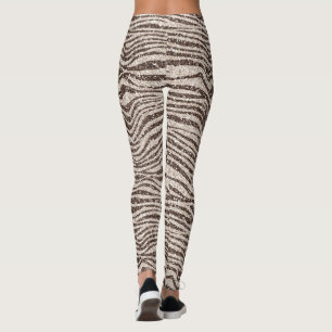 Legging Creme castanho-esbranquiçado Zebra brilhante      