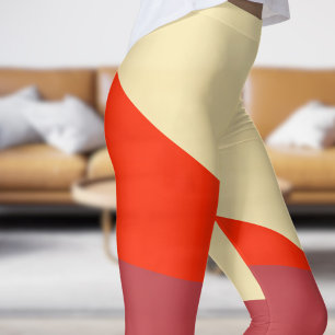 Legging Creme Chic e Ângulos Vermelhos
