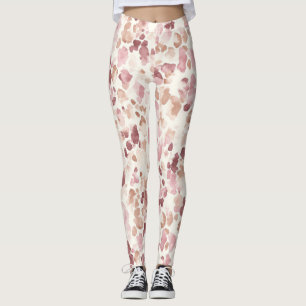 Legging Creme cor-de-rosa Chocolate Castanho Abstrato Leop
