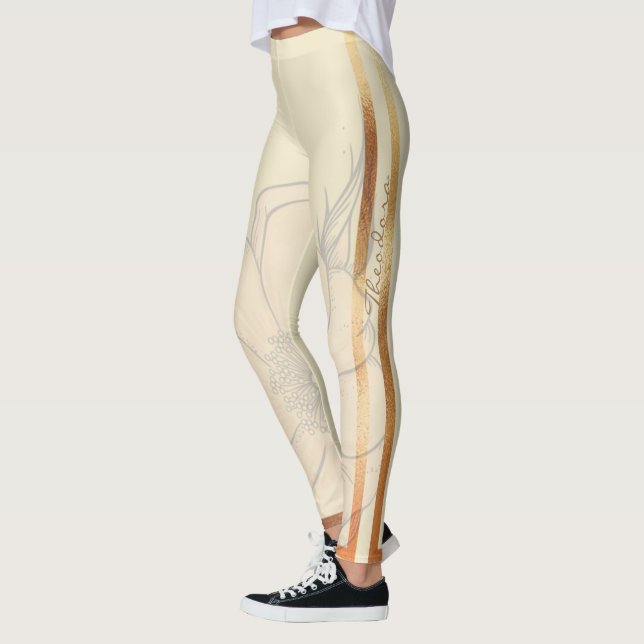 Legging Creme Dourado Floral (Esquerda)