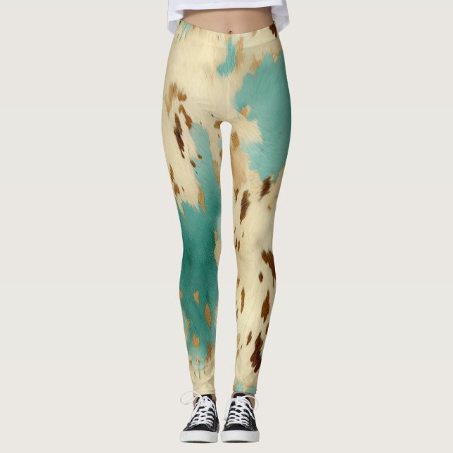 Legging Creme Dourado Turquoise Cowhide Animal (Frente)