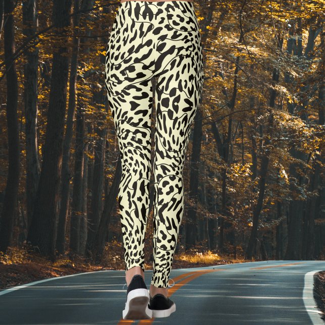 Legging Creme Leopard Safari Impressão (Criador carregado)