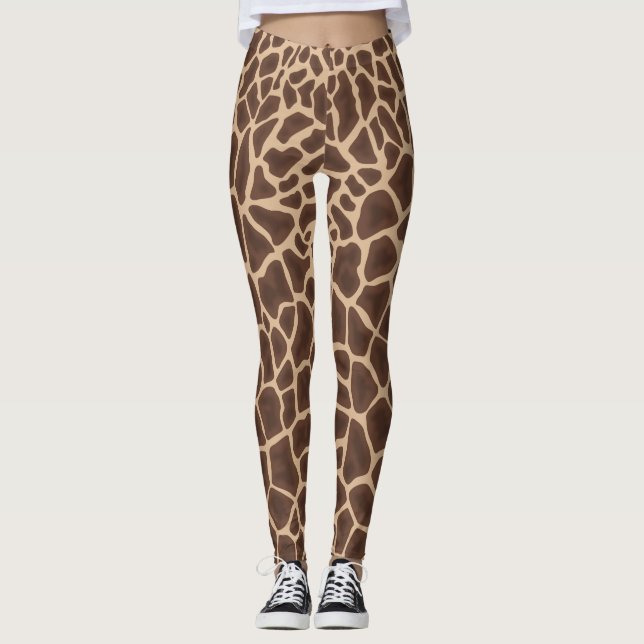 Legging Creme pardo girafa nódoas pressões (Frente)