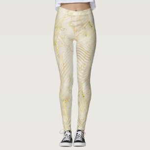 Legging Creme Ripple Elegante e Dourado