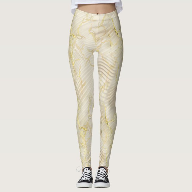 Legging Creme Ripple Elegante e Dourado (Frente)