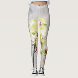 Legging Creme Romântico Elegante e Orquídeas Liláticas