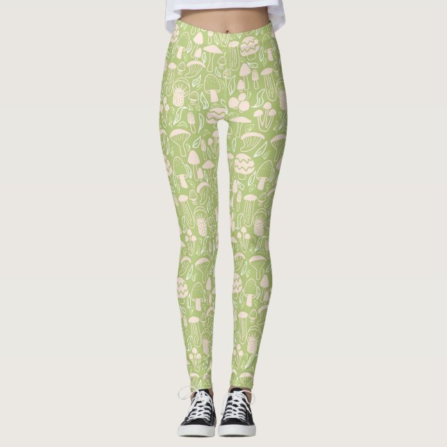 Legging Creme Verde Mushroom (Frente)