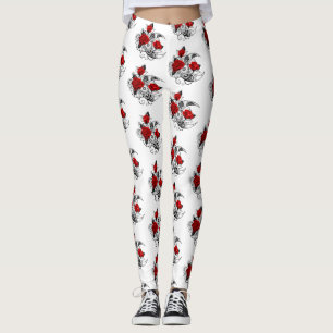 Legging Crescente Mecânico com Rosas vermelhas