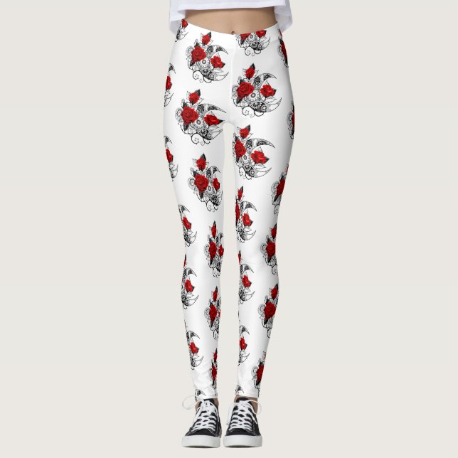 Legging Crescente Mecânico com Rosas vermelhas (Frente)