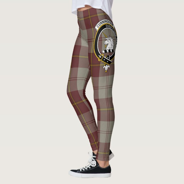 Legging Crest dos dançarinos Burgundy do Clã Cunningham Sc (Esquerda)