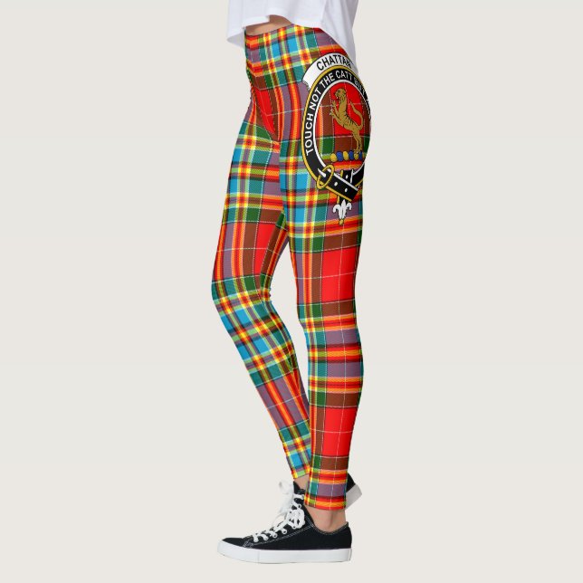 Legging Crestão Moderno do Clã Chattan Scotstee Tecido Lis (Esquerda)