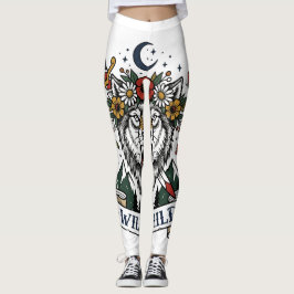 Legging Criança Selvagem Coroa de Flor de Lobo Adaga de Ta