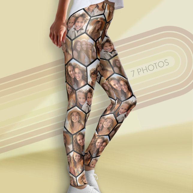 Legging Criar um Hexágono Honeycomb da Colagem de Fotos 7  (Custom Leggings with Photo Collage)