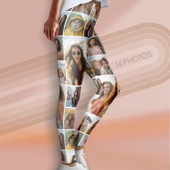 Legging Criar uma Colagem de Fotos Personalizada - 14 Foto (Custom Photo Leggings - 14 Photo Collage)
