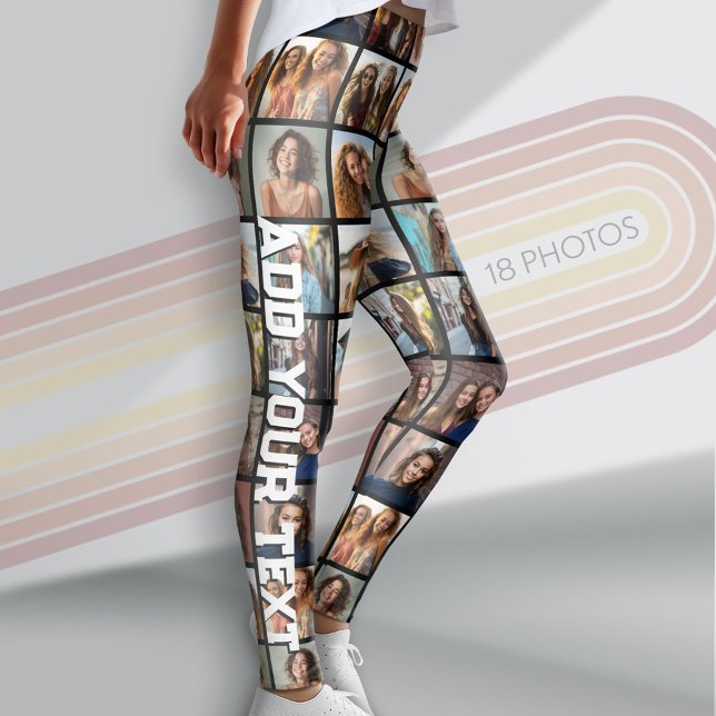 Legging Criar uma Colagem de Fotos Personalizada com 18 Fo (Custom Leggings with Photos)
