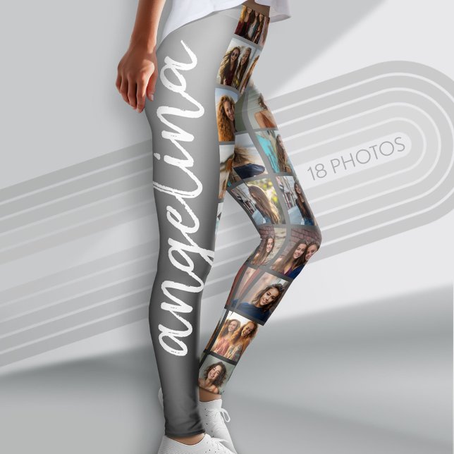 Legging Criar uma Colagem de Fotos Personalizada com 18 Fo (Custom Photo Leggings with 18 Photos)