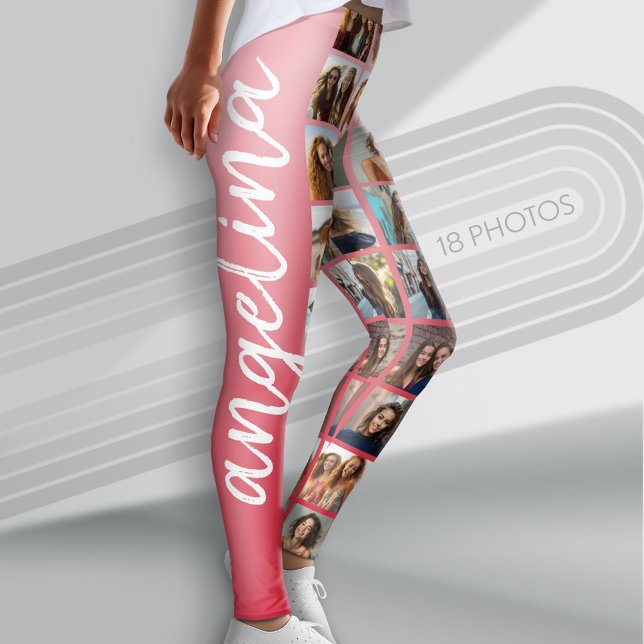 Legging Criar uma Colagem de Fotos Personalizada com 18 Fo (Custom Photo Leggings with 18 Photos)