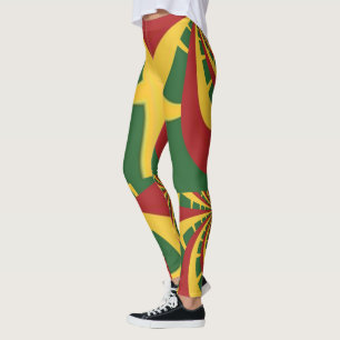 Legging Crie Seu Próprio Design Rasta Dourado Vermelho Ver