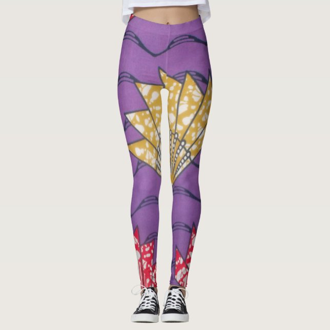 Legging Crie seu próprio padrão africano de vestuário Roxo (Frente)