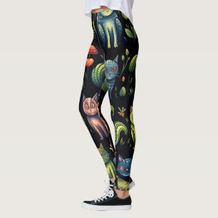 Legging Crie Seu Próprio Prado de Gatos Fantásticos e Capr