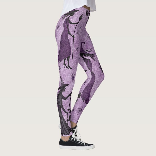 Legging Crie Seu Próprio Preto Roxo Celestial de Bruxas (Direita)