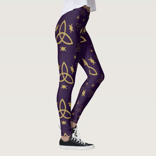 Legging Crie Seu Próprio Triquetra Dourado Deus da Lua Rox (Direita)