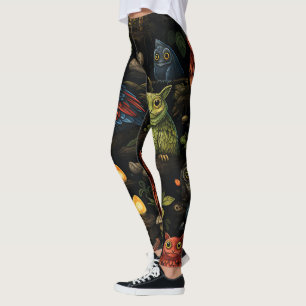 Legging Crie Seus Próprios Corujas Duendes Selvagens Estra