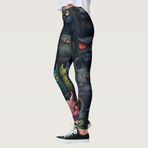 Legging Crie Seus Próprios Corujas Duendes Selvagens Preta