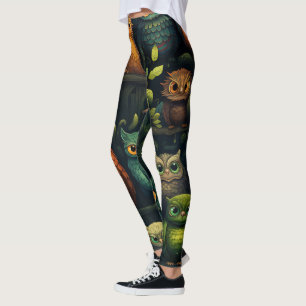 Legging Crie Seus Próprios Corujas Estranhos Preto