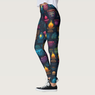 Legging Crie Seus Próprios Ervas e Velas Coloridas Preto