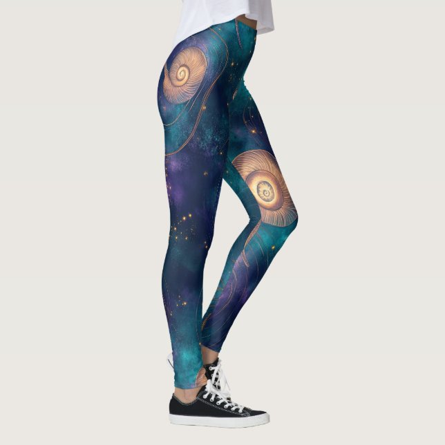 Legging Crie seus próprios Espirais e Pontos Roxos Turques (Direita)