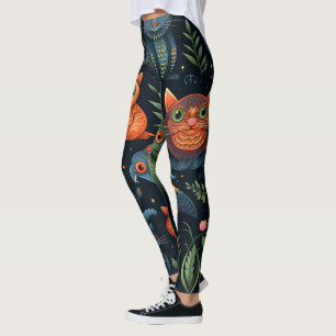 Legging Crie Seus Próprios Gatos Duendes Selvagens Pássaro