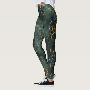 Legging Crie Seus Próprios Rabiscos Arcanos Dourados Teais