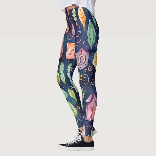 Legging Crie Seus Próprios Runas Florais Multicoloridos Az (Esquerda)