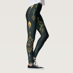 Legging Crie Seus Próprios Símbolos Arcanos Dourado Turque